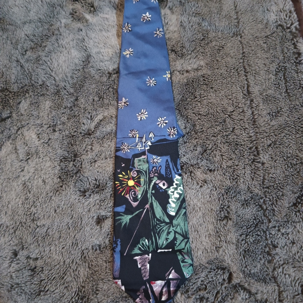 Picasso Collection Tie Mens Nocturnal Landscape 1951 Limited Edition Italy Silk